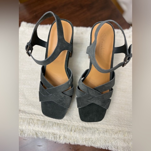 Splendid Piper Platform Sandal Size 9.5 Suede Dark Sage Green Boho Chic Summer - Picture 5 of 10